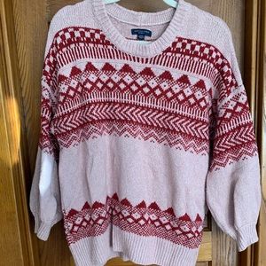 American eagle pink and red sweater with balloon sleeves